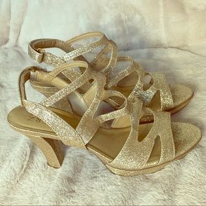 Gold strappy Naturalizer Heel Sandal